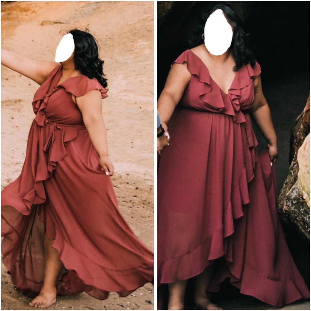 US 1X Flowy Wrap Mauve Dress